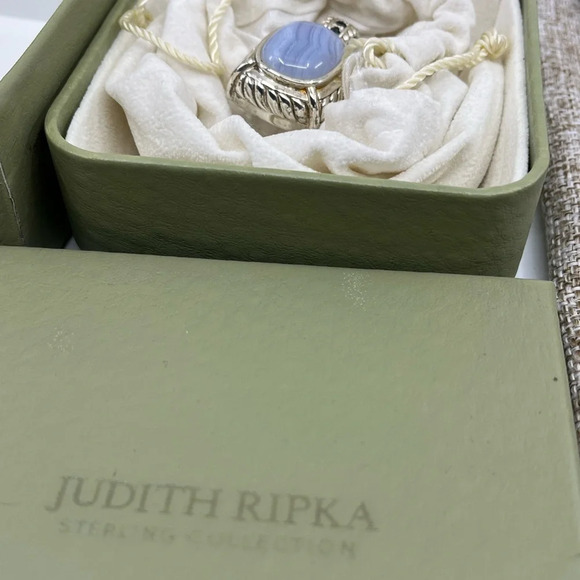 Vintage Judith Ripka Sterling Silver Pendant - Blue Lace Agate Gemstone Enhancer - Picture 14 of 16